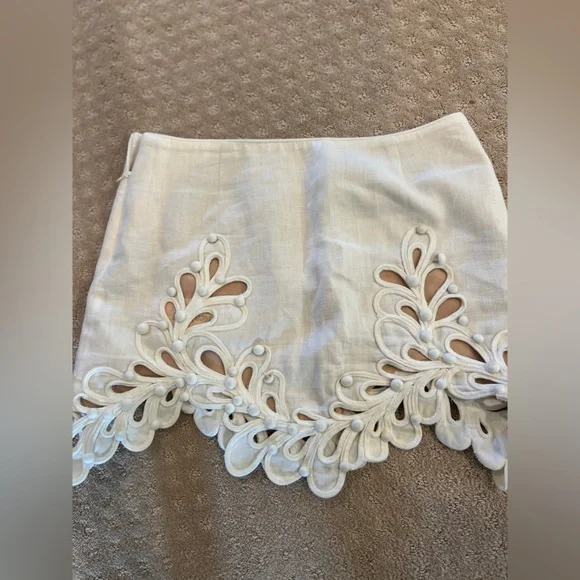 Authentic Zimmermann Cream Linen Skirt